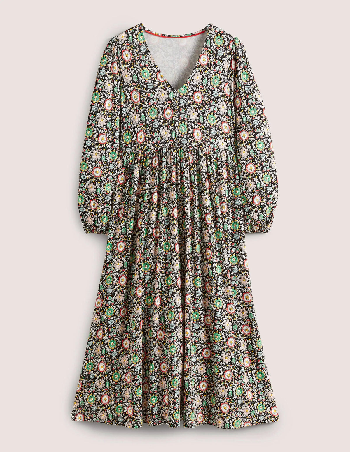 Long Sleeve Jersey Midi Dress-Multi, Enchanting Twig
