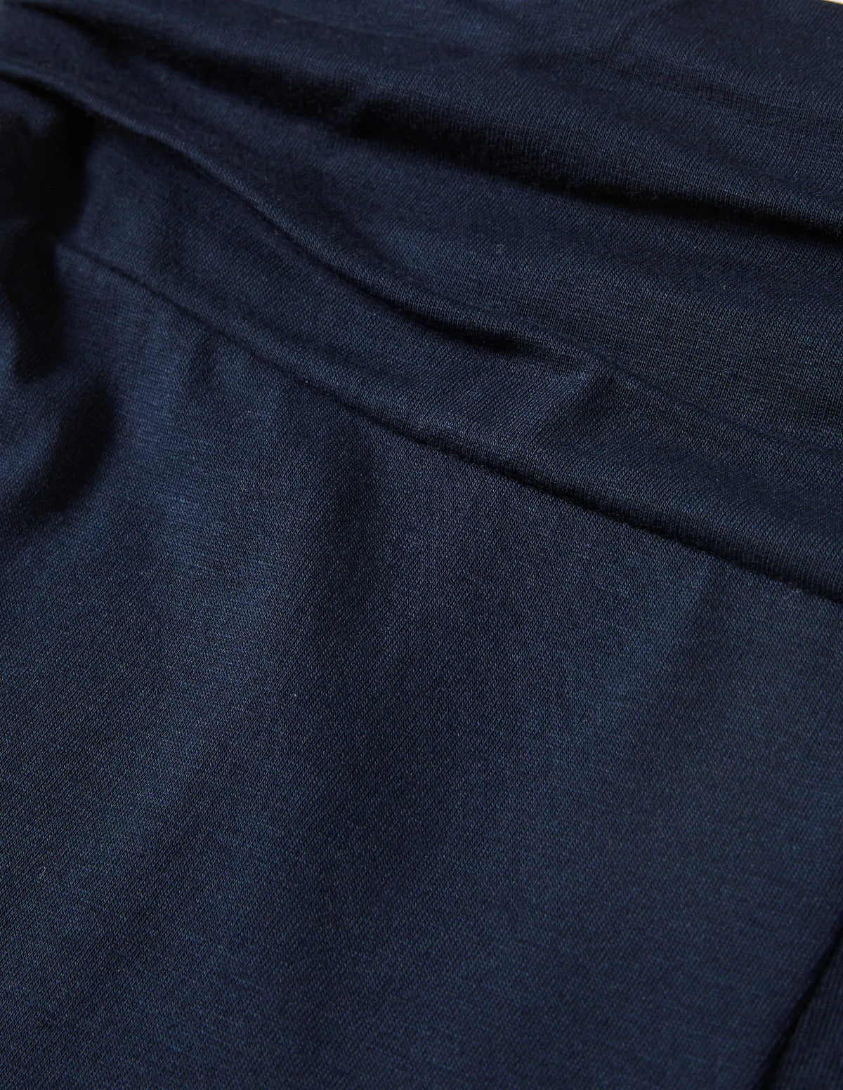 Wide Leg Jersey Pants-Navy