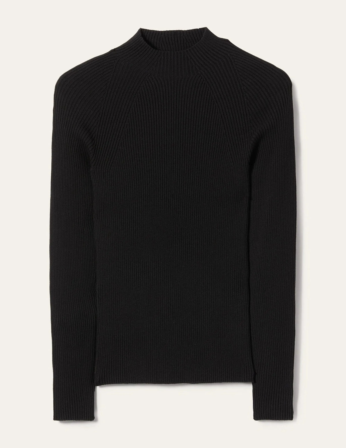 Ribbed High Neck Sweater-Black