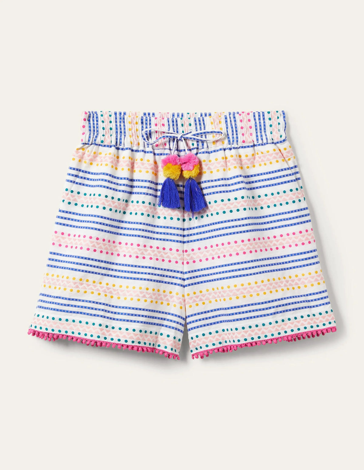 Pull On Cotton Shorts-Multi Dobby Stripe