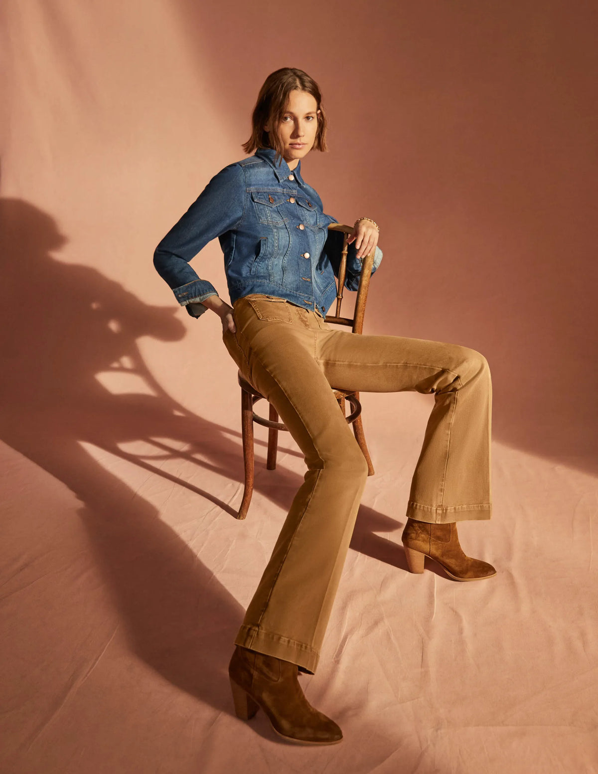High Waist Flare Pants-Butterscotch Brown