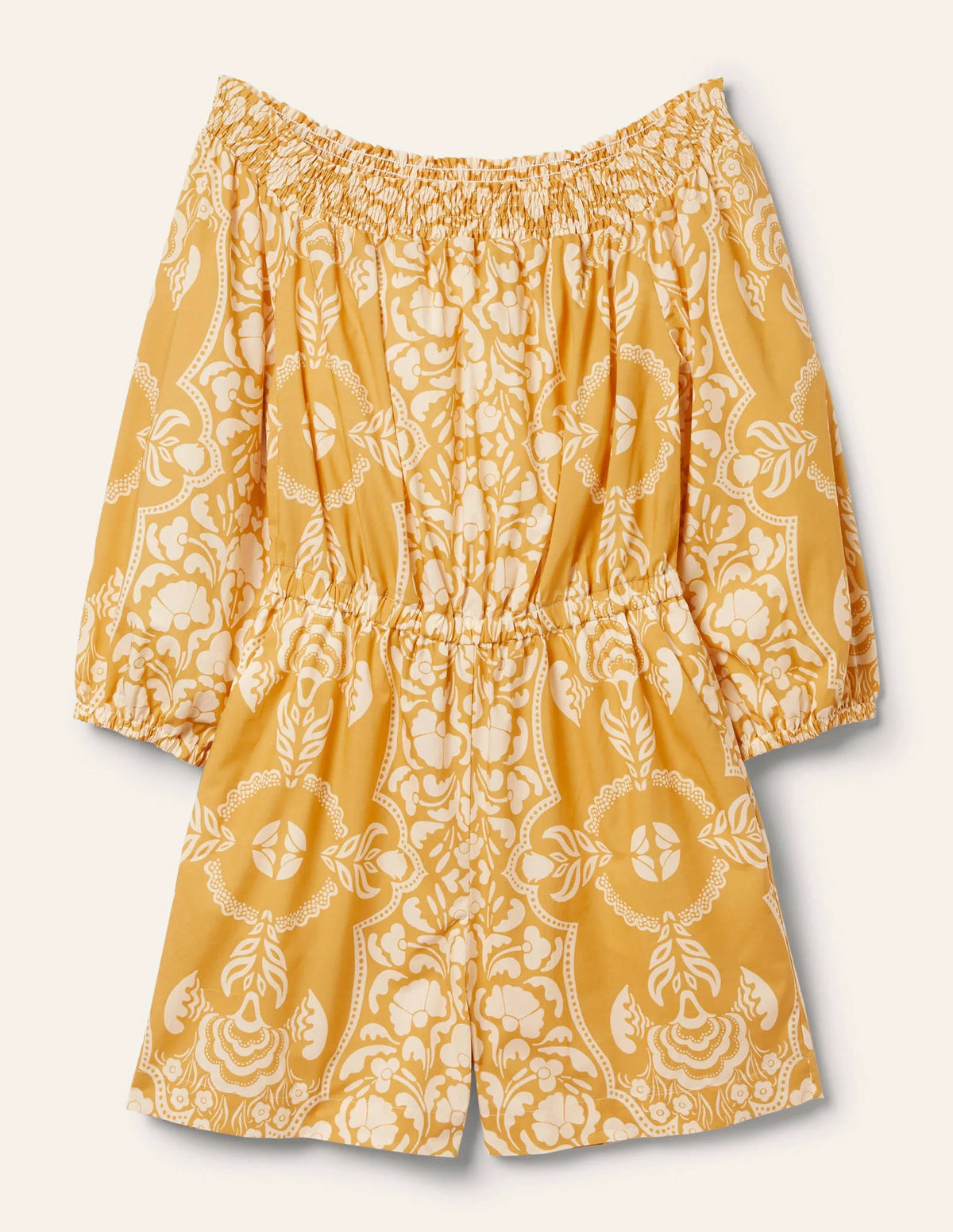 Off Shoulder Romper-Butter, Passion Bloom