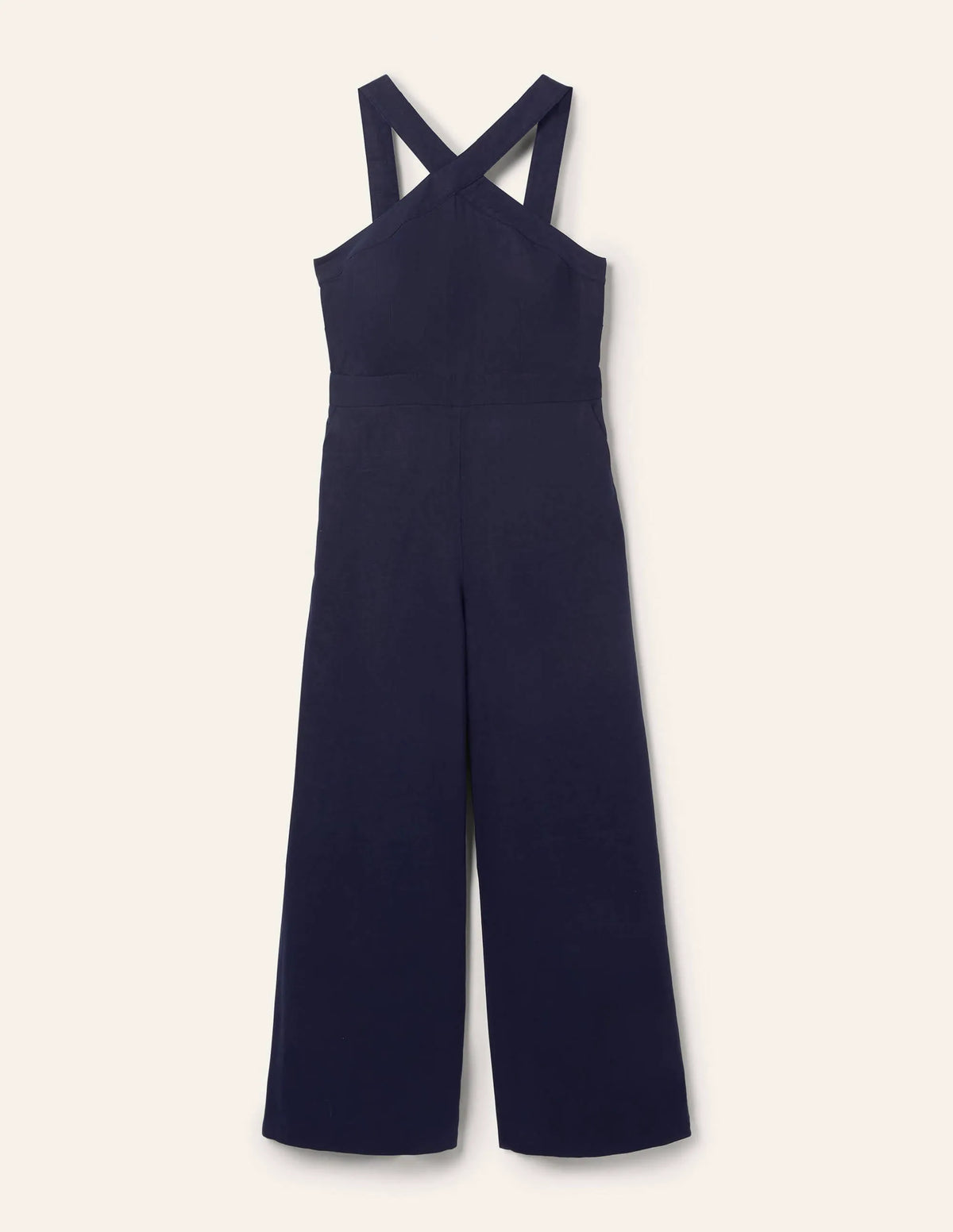 Cross Over Linen Jumpsuit-Navy