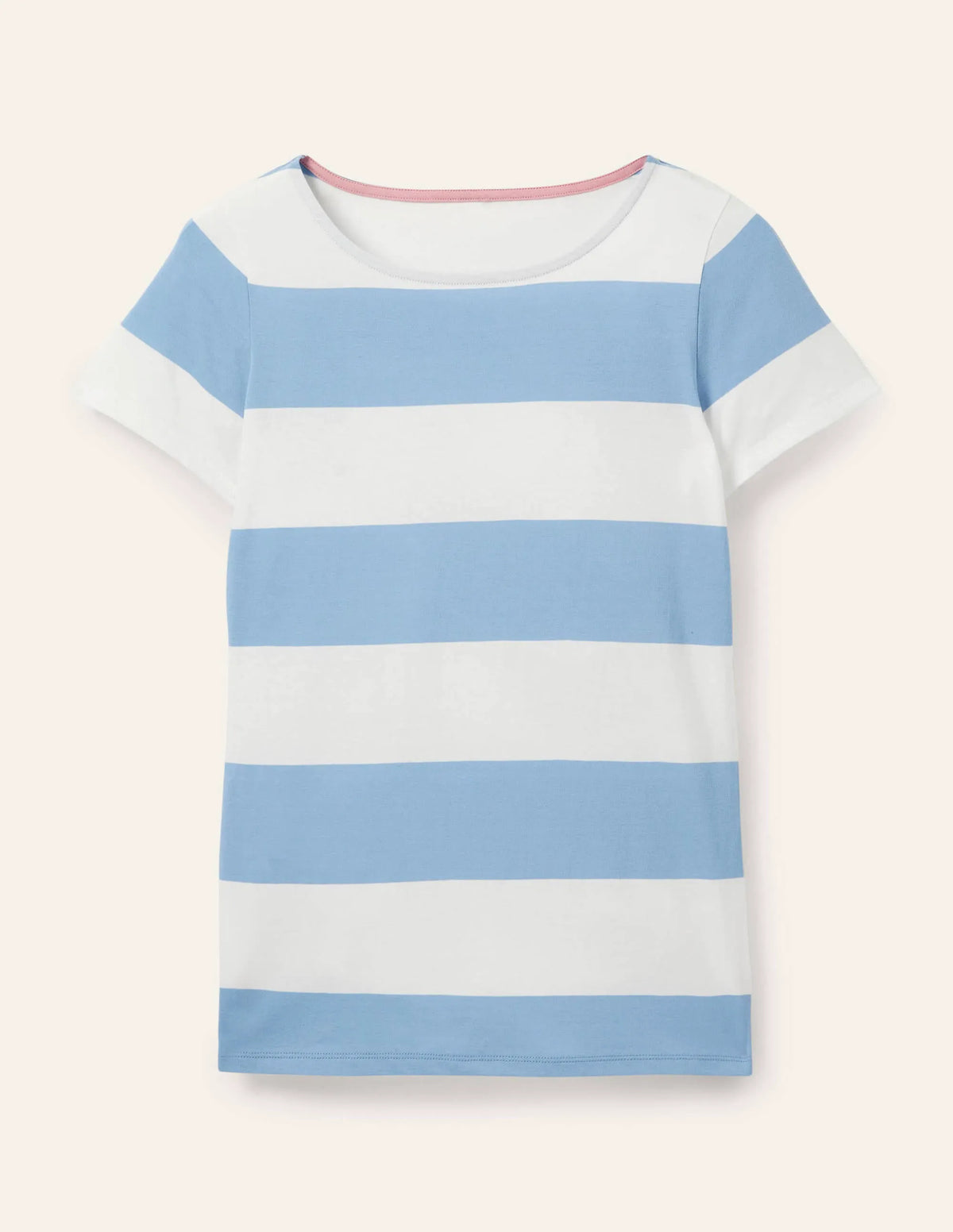 Short Sleeve Breton T-Shirt-Dusty Blue / Ivory Stripe