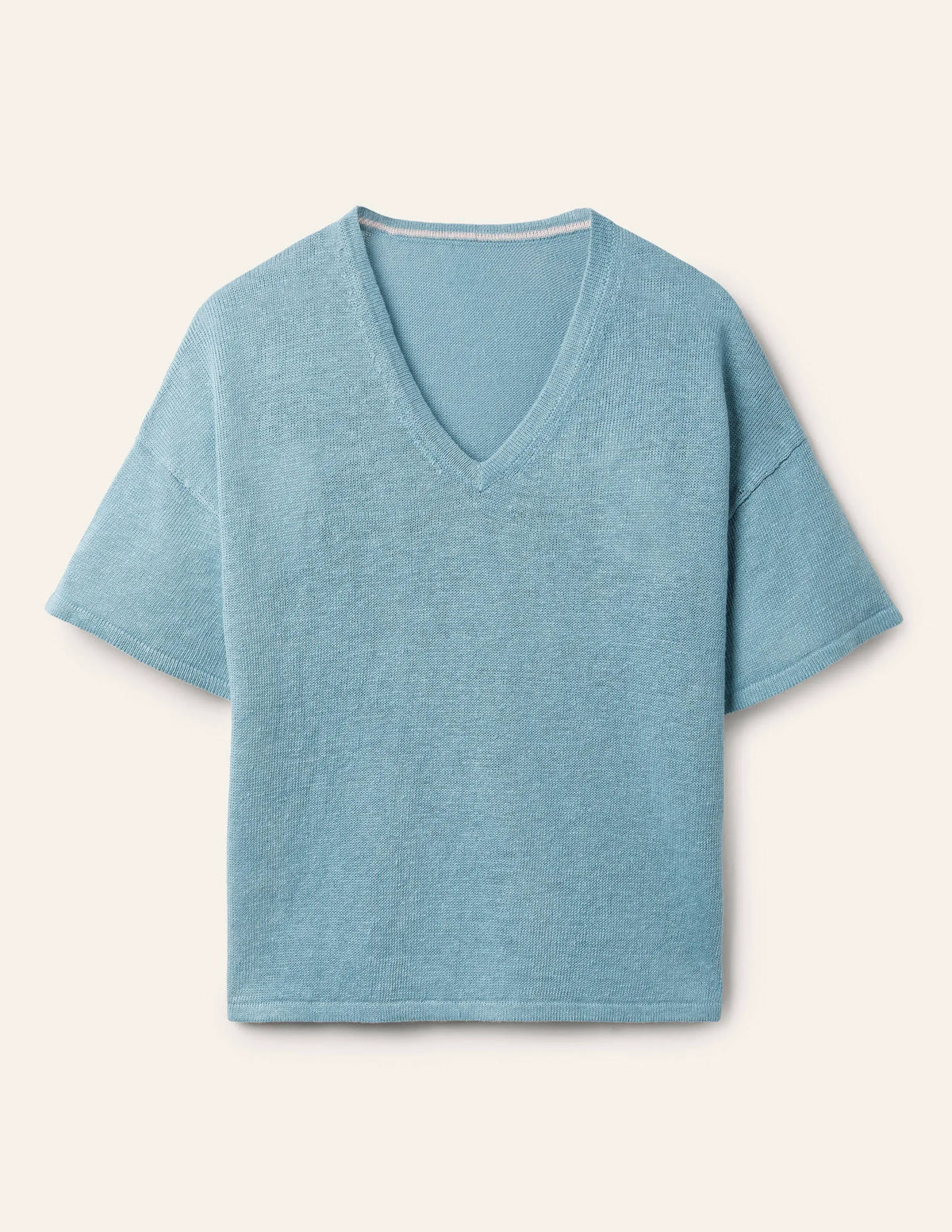 Linen Knitted T-shirt-Larkspur Blue