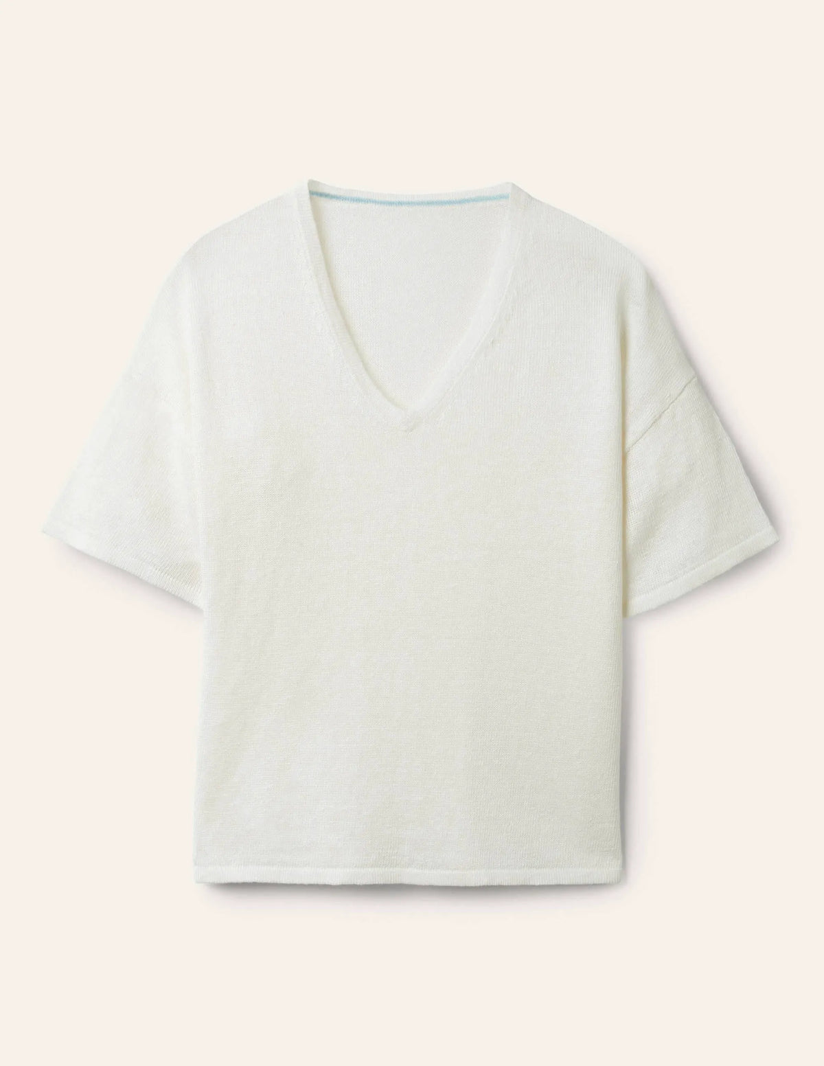 Linen Knitted T-shirt-Ivory