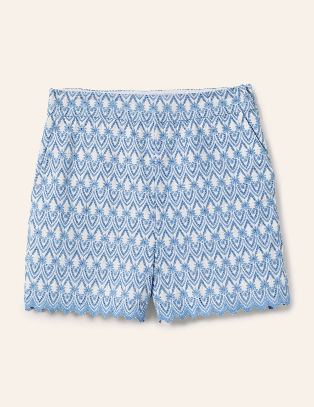 Tamsin Embroidered Shorts-Blue Daisy Broderie
