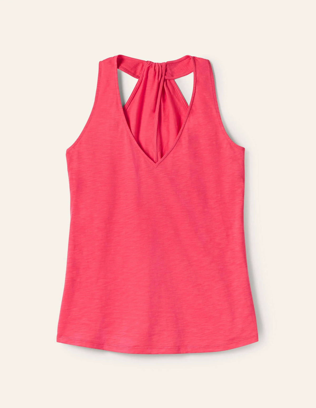 V-Neck Twist Back Jersey Top-Radish