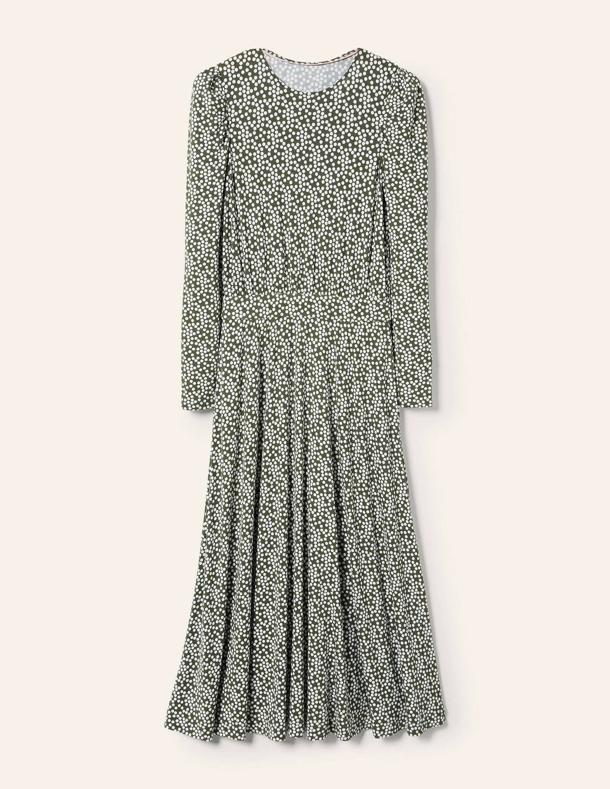 Puff Sleeve Jersey Midi Dress-Marsh, Scatter Spot