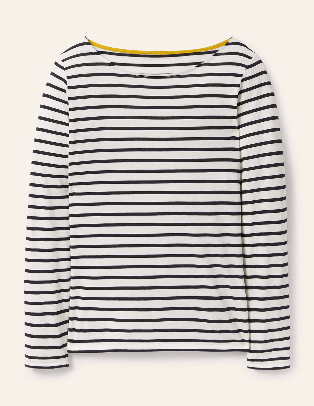 Long Sleeve Breton Top-Ivory / Navy Stripe