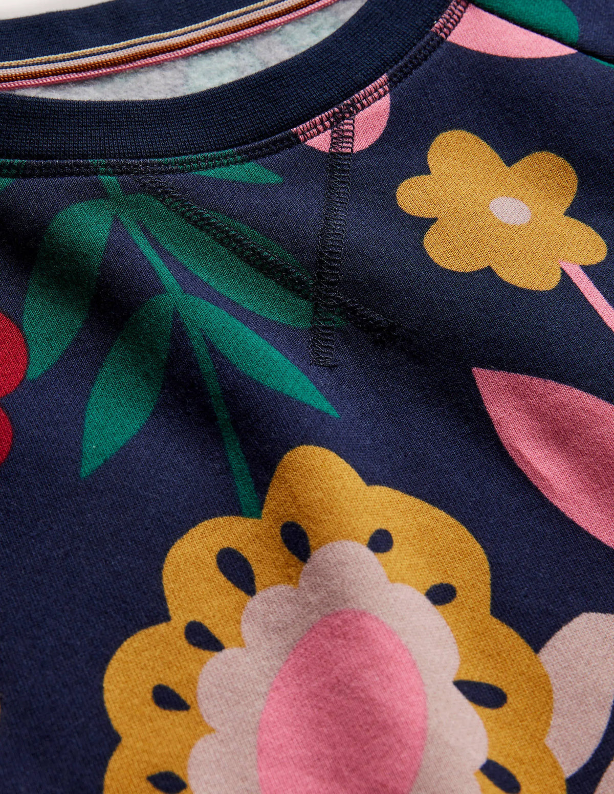Printed Cotton Sweatshirt-Navy Flora Bloom