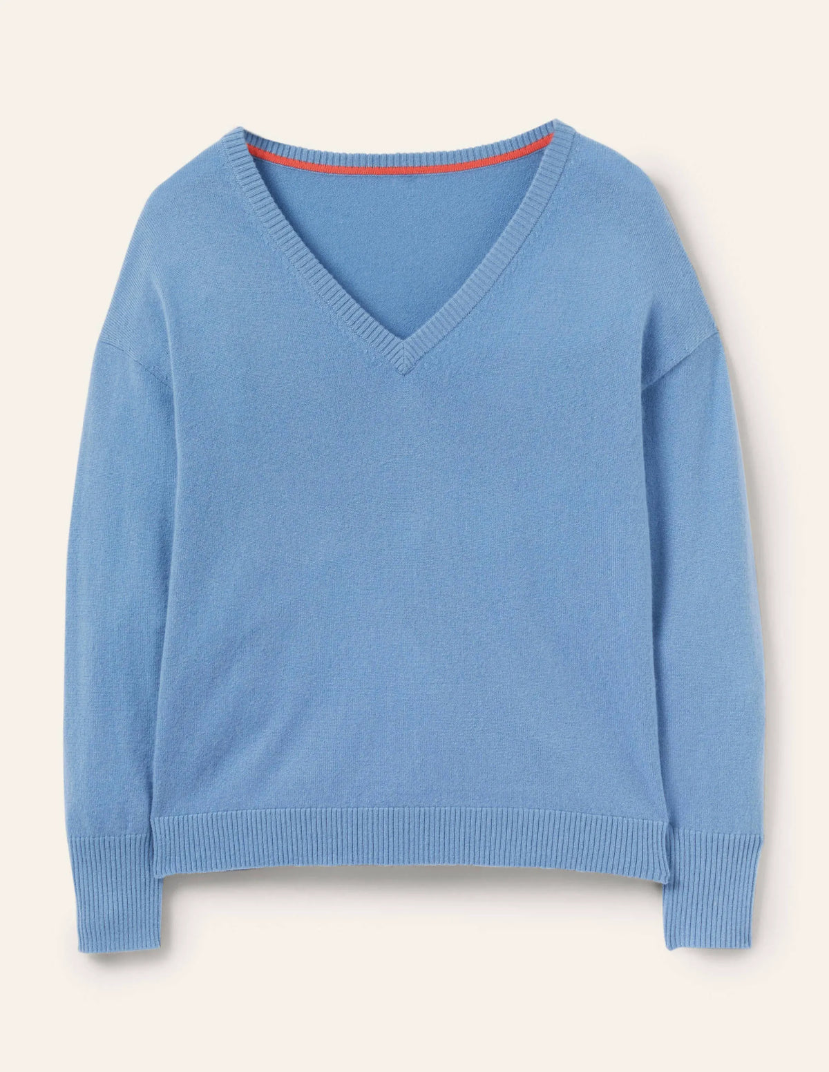 Cashmere V-neck Relax Jumper-Riviera Blue