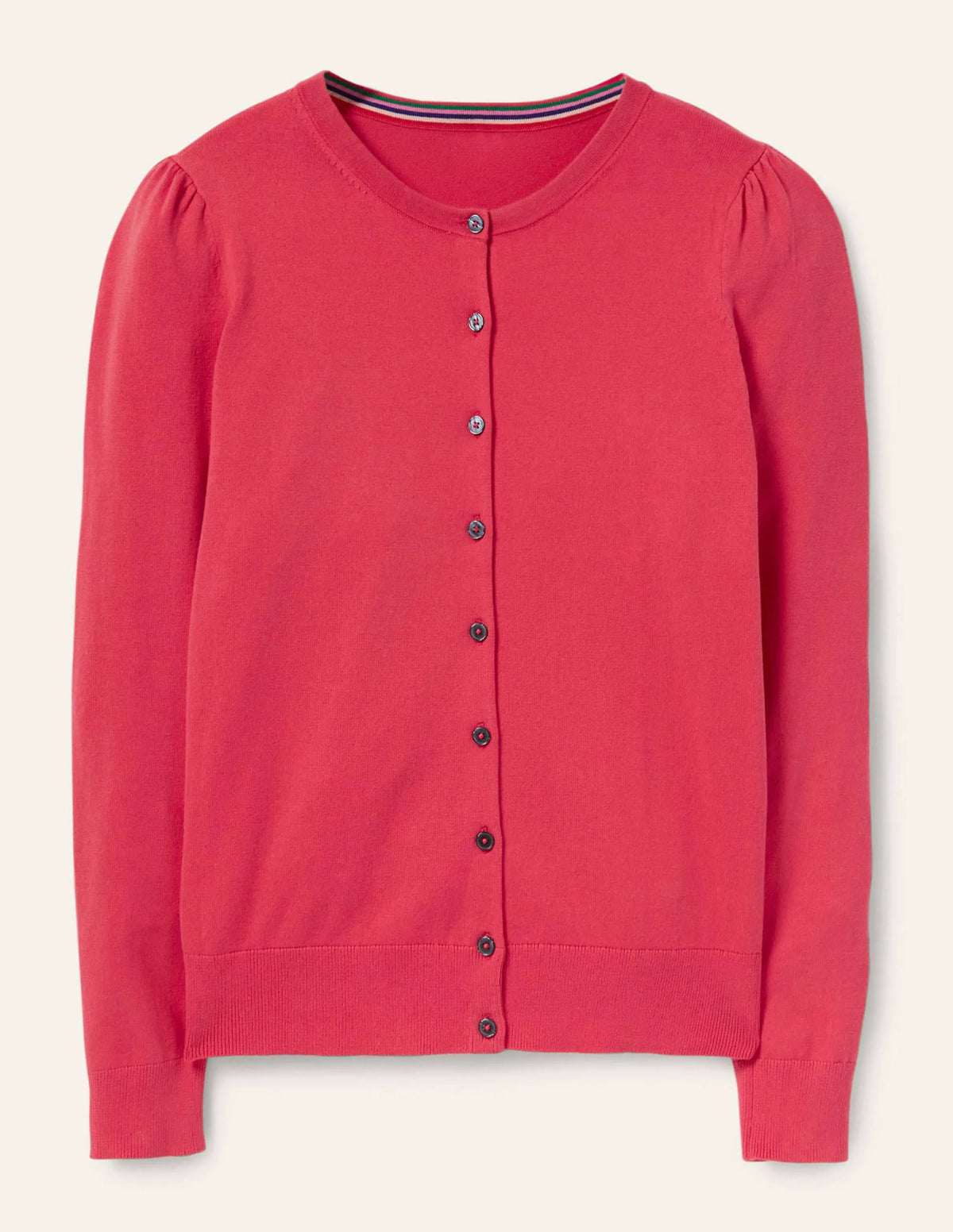 Cotton Crew Neck Cardigan-Radish