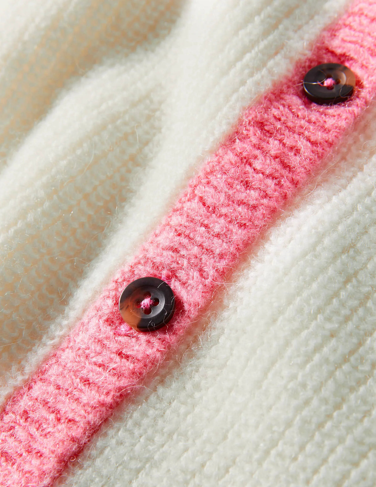 Fluffy Colourblock Cardigan-Ivory, Grey Melange