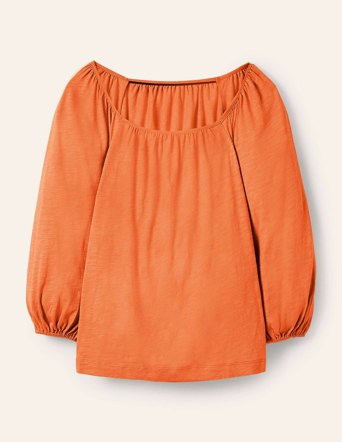 Blouson Sleeve Cotton Top-Dusty Orange
