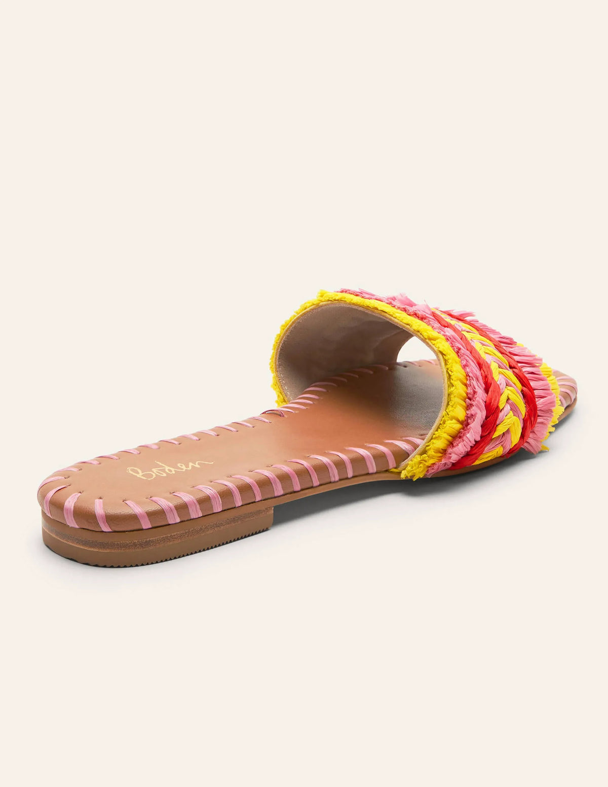 Raffia Flat Sandals-Formica Pink