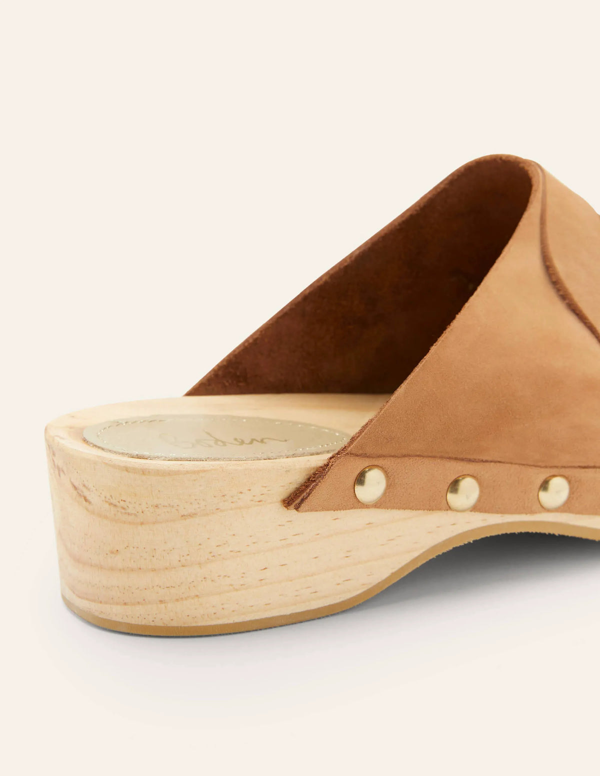 Leather Heeled Clogs-Tan