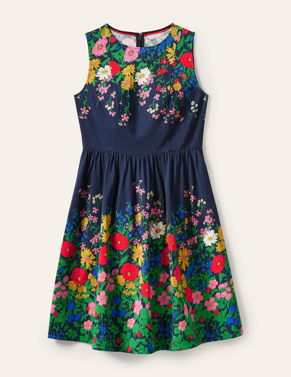 Tara Fit-and-Flare Dress-Navy, Botanical Terrace