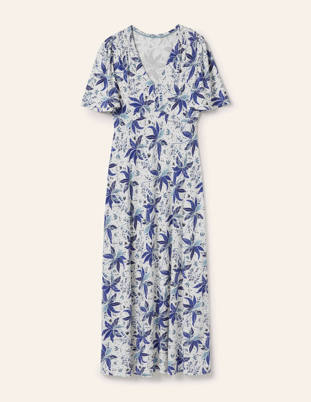 Jersey Midi Tea Dress-Blue, Oriental Cascade
