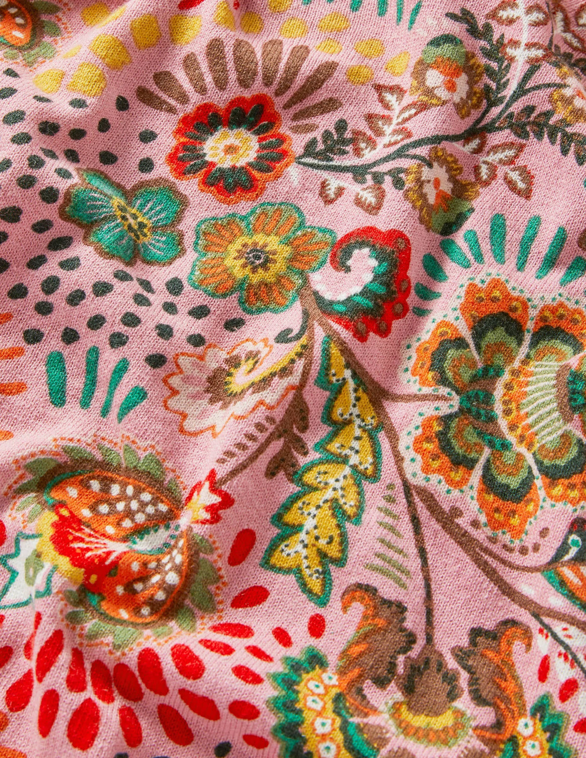Relaxed Printed V-neck Sweater-Formica Pink, Meadow