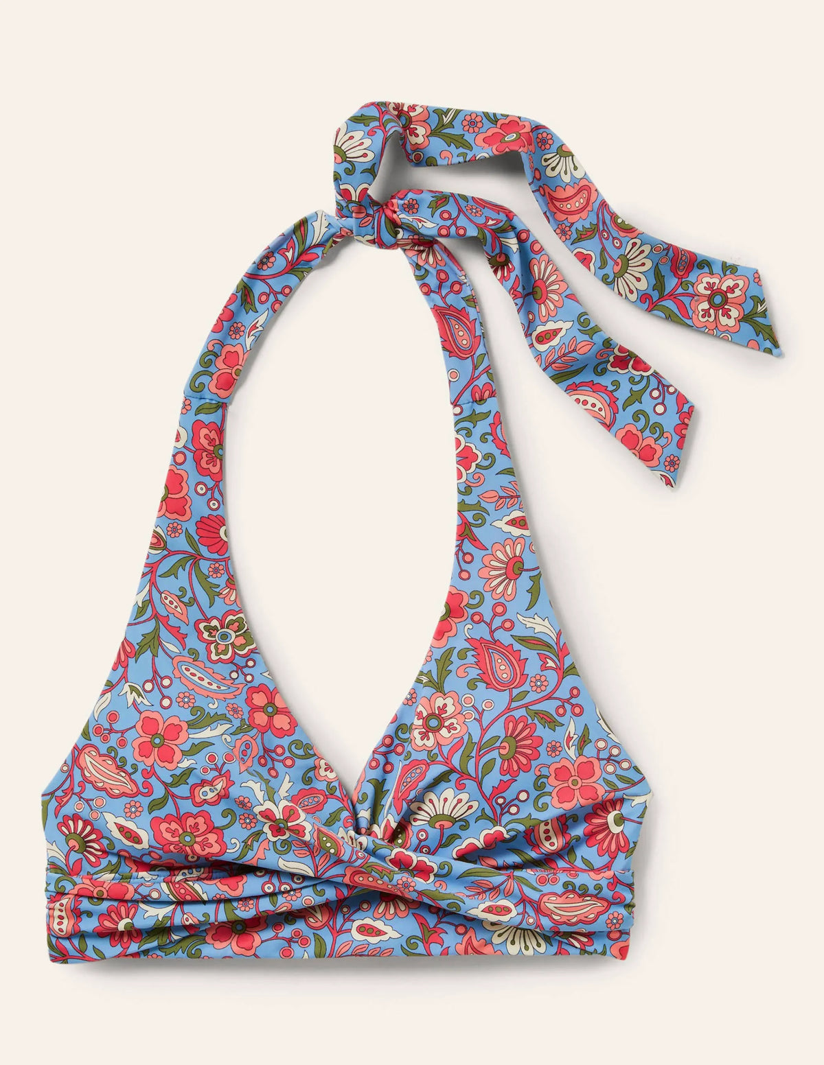 Levanzo Halter Bikini Top-Dusty Blue, Oriental Paradise