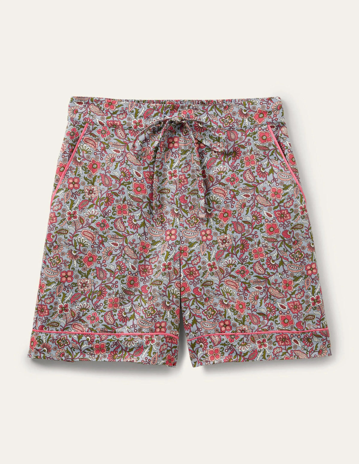 Cotton Pajama Shorts-Blue/Ivory Oriental Paradise
