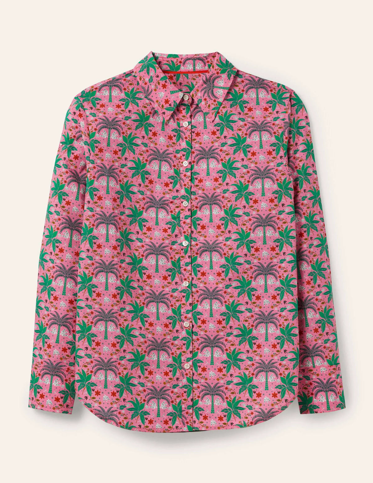 Relaxed Cotton Shirt-Posy Pink, Oriental Palm