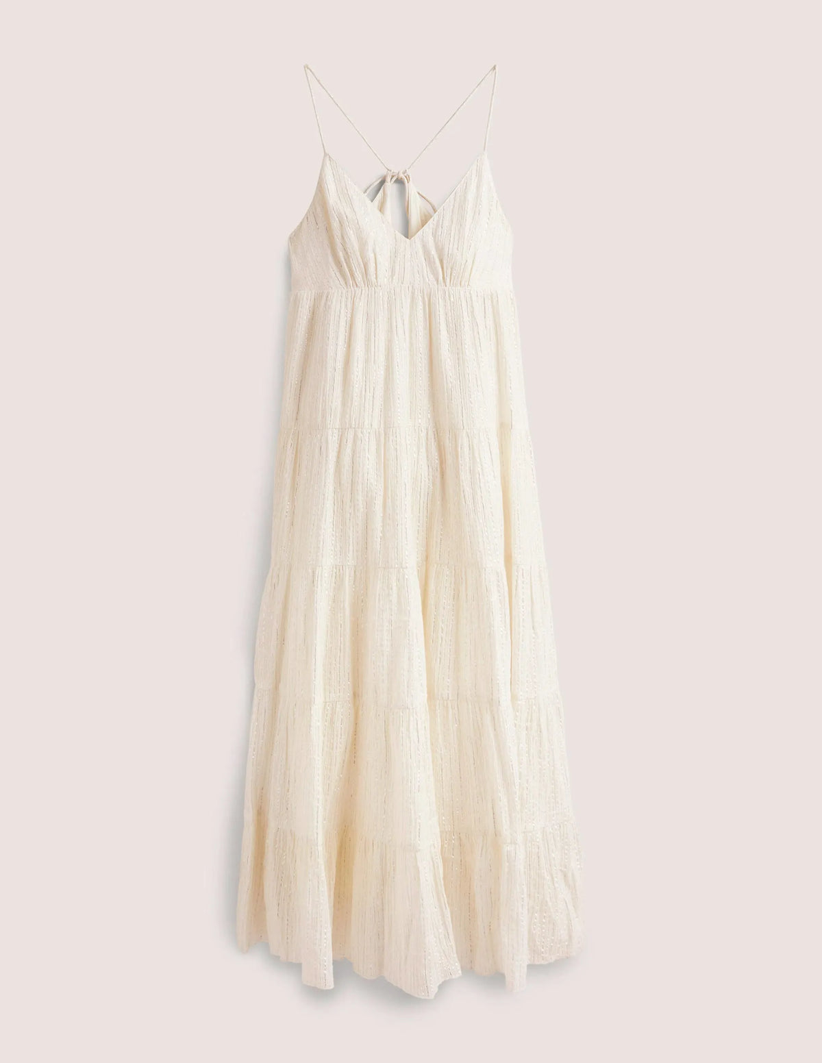 Tiered Maxi Cover up-Ivory, Lurex