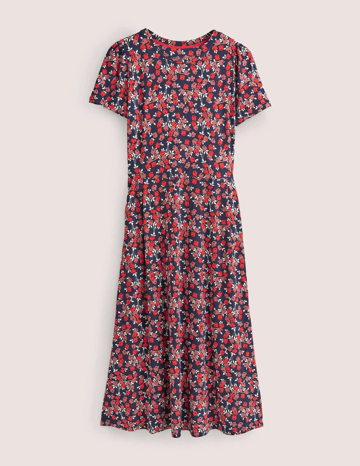 Lucinda Jersey Midi Dress-Cherry Red, Abstract Sprig