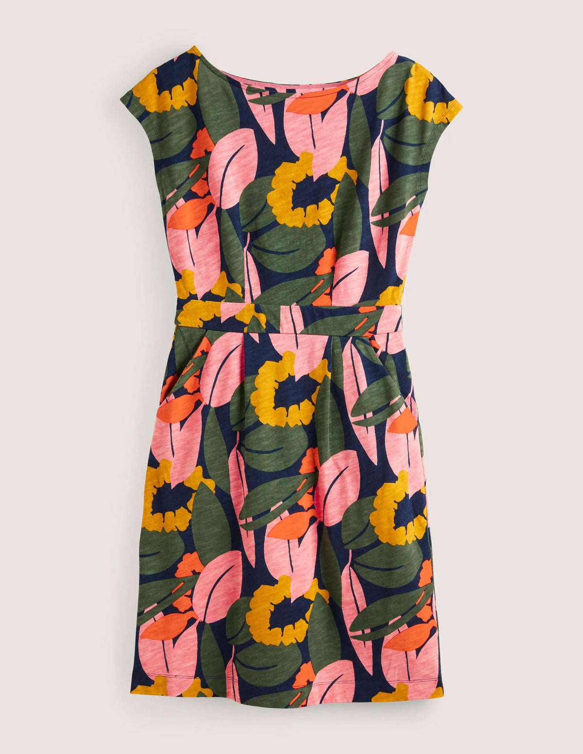 Florrie Jersey Dress-French Navy, Abstract Bloom