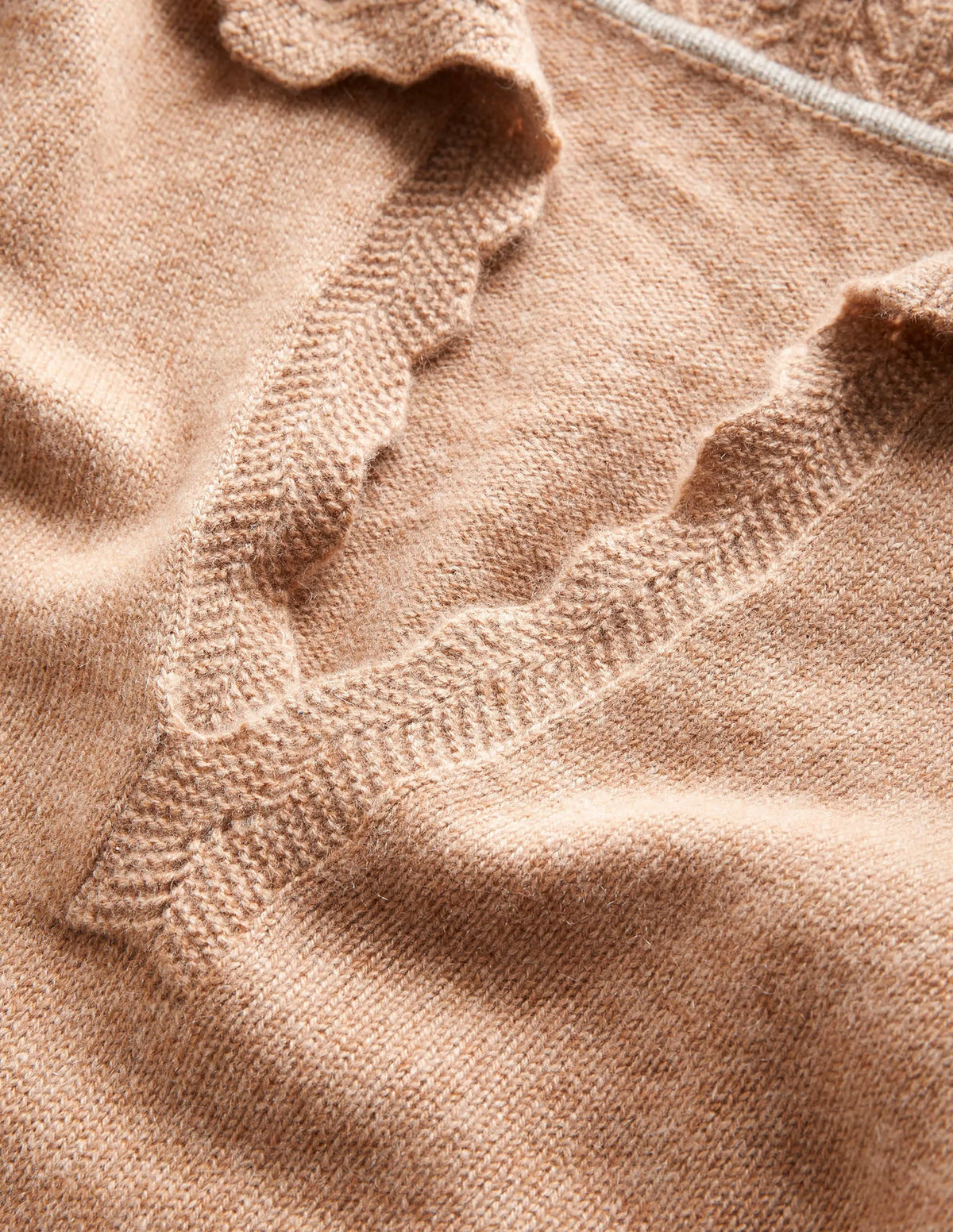 Cashmere Detail Collar Jumper-Camel Melange