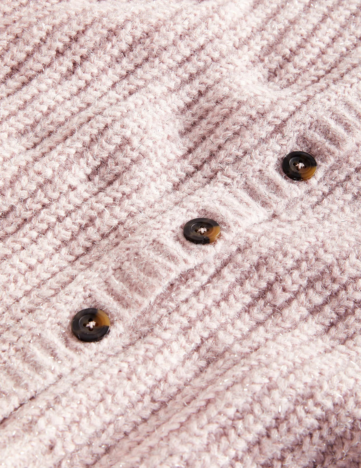Light Pink Chunky Ribbed Fluffy Cardigan-Cameo Pink Sparkle
