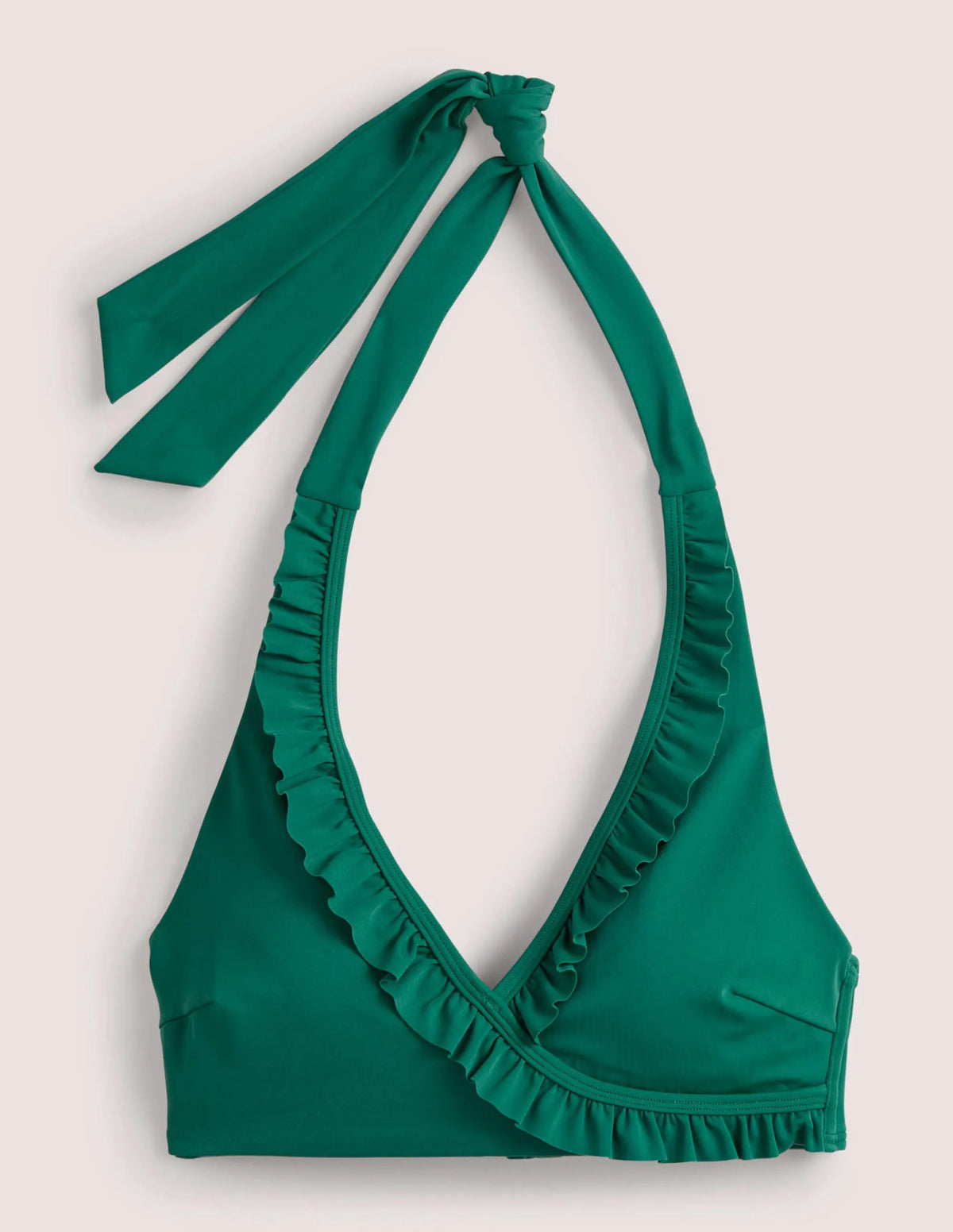 Ruffle Halterneck Bikini Top-Malachite