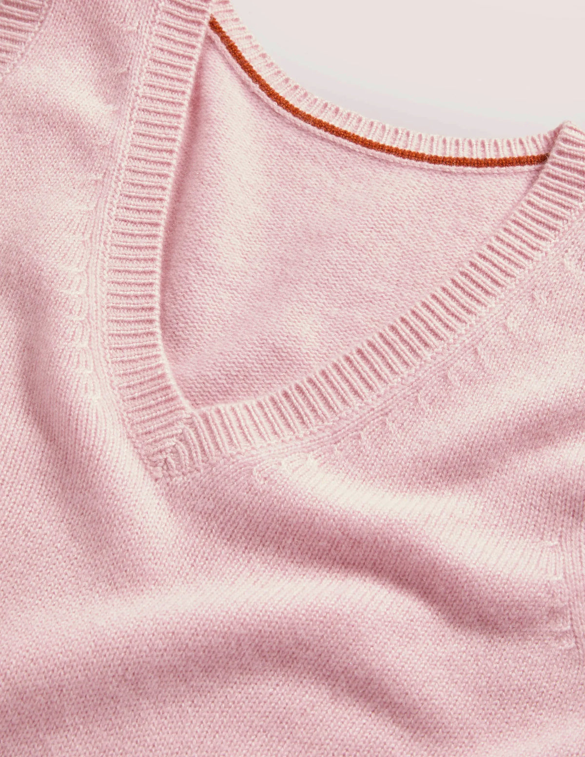 Cashmere V-Neck Sweater Vest-Coconut Ice Pink