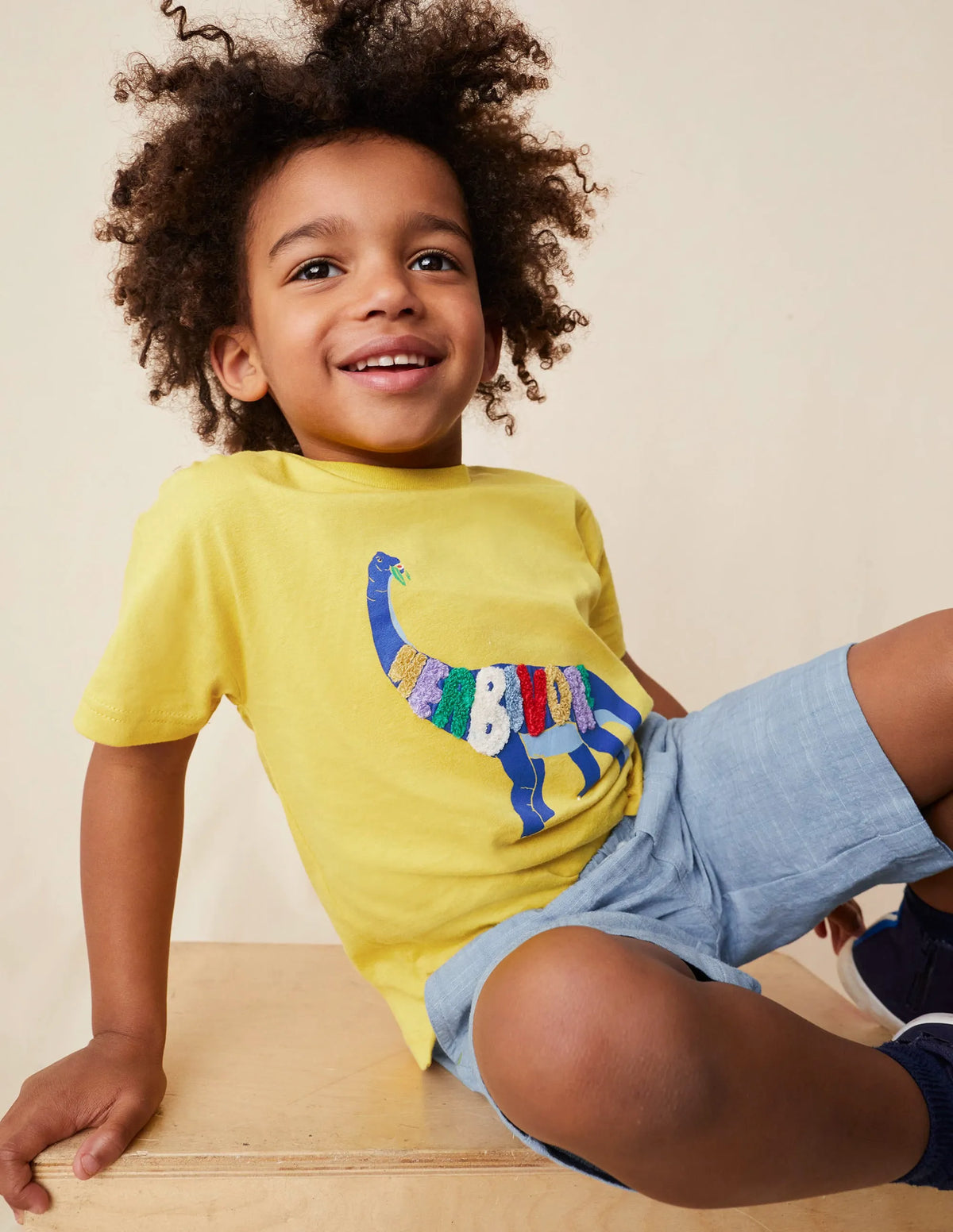 Relaxed Logo T-shirt-Buttercup Yellow Dinosaur