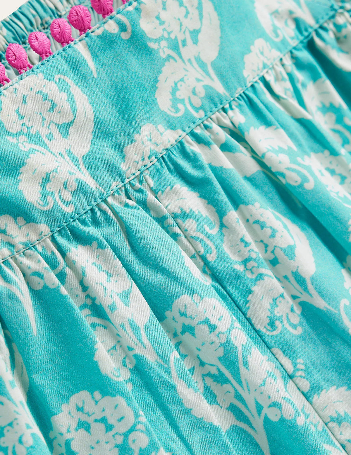 Relaxed Cotton-Poplin Romper-Delphinium Blue Floral Stamp