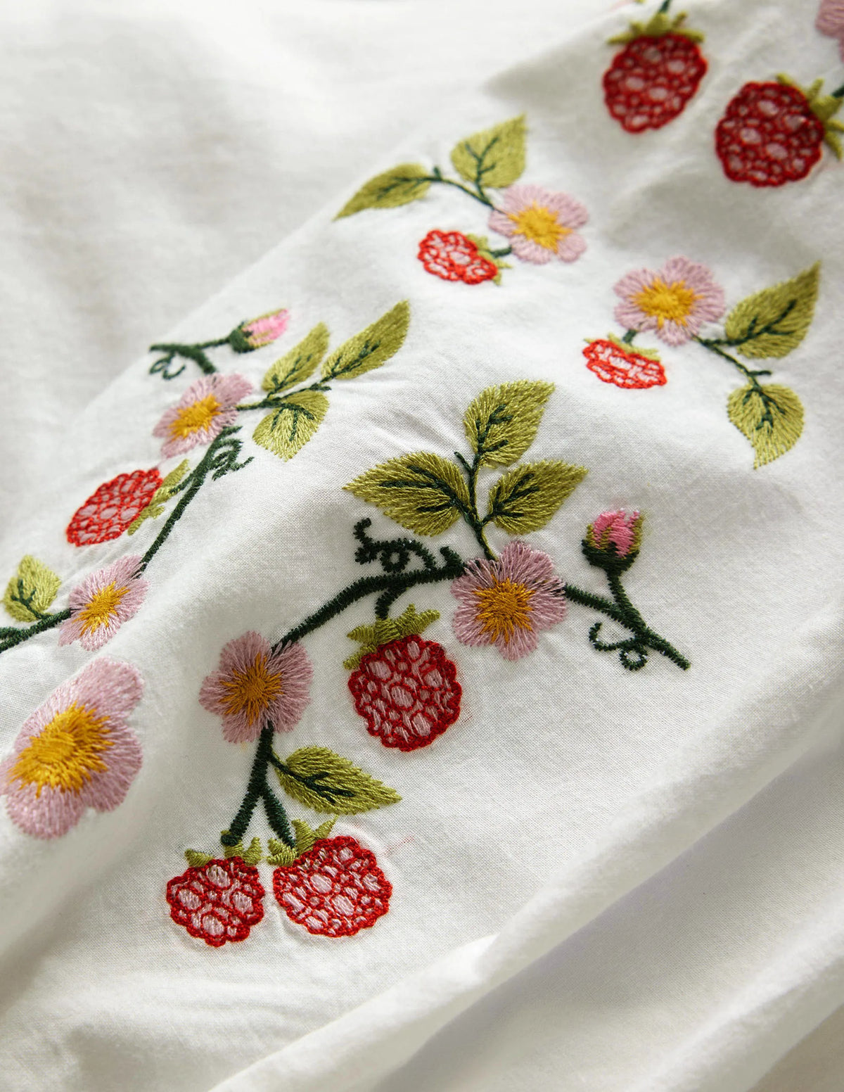 Embroidered Puff Sleeve Top-Ivory