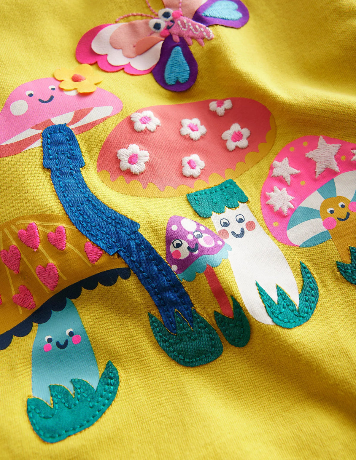 Printed Flutter T-shirt-Yellow Mushrooms
