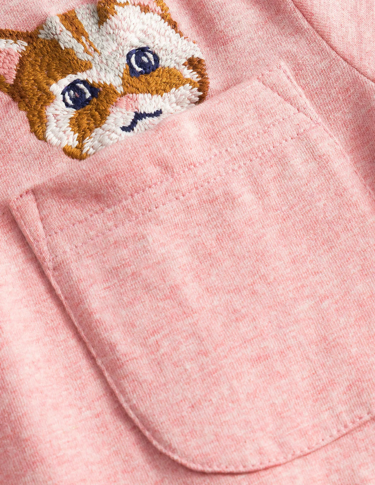 Peeping Pocket T-Shirt-Peach Pink Cat