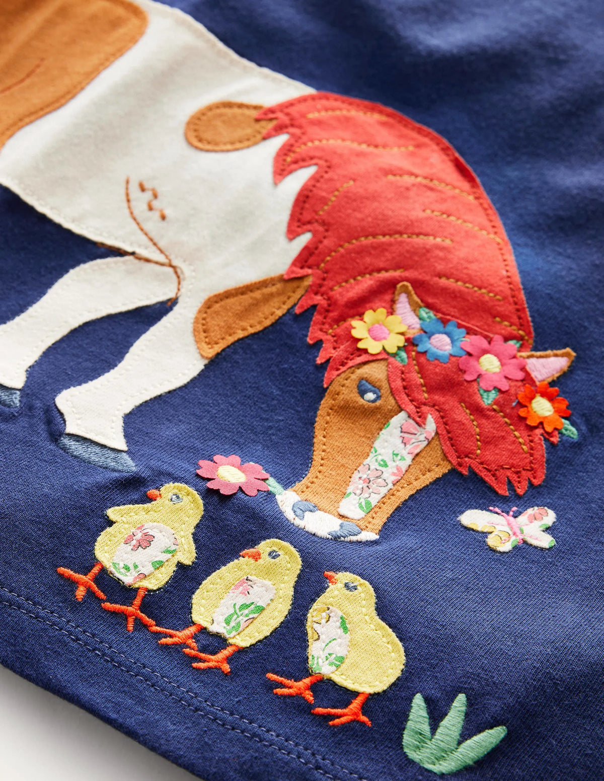 Long Sleeve Appliqué Top-Starboard Blue Horse