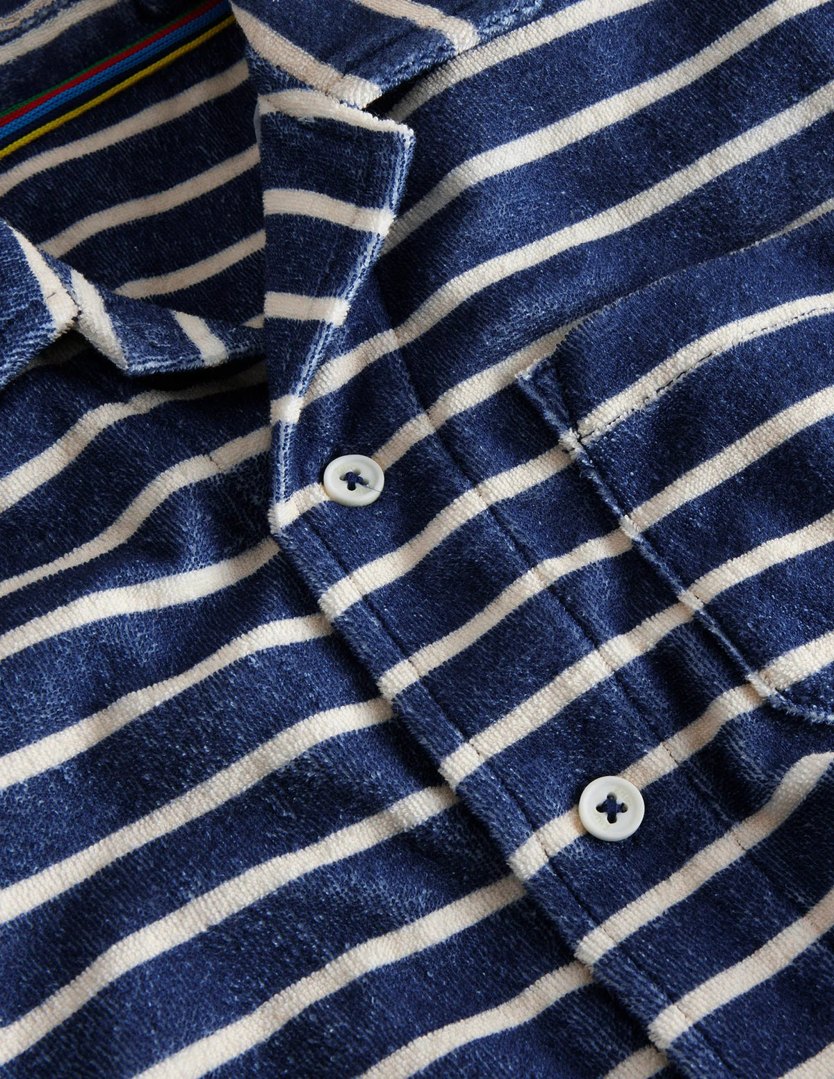 Towelling Shirt-College Navy / Vanilla Pod