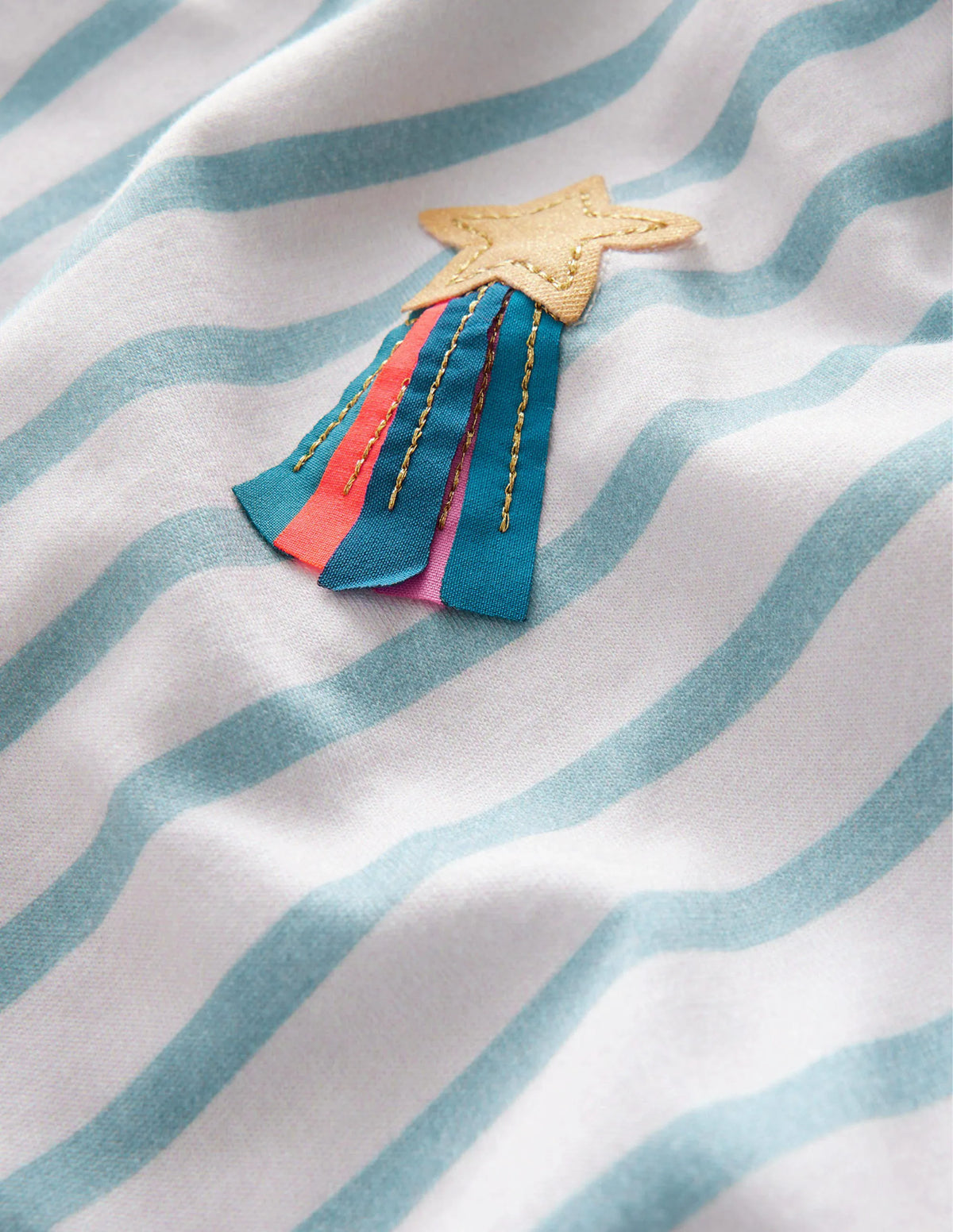 Flutter T-Shirt-Aqua Sea Blue/Ivory Stars