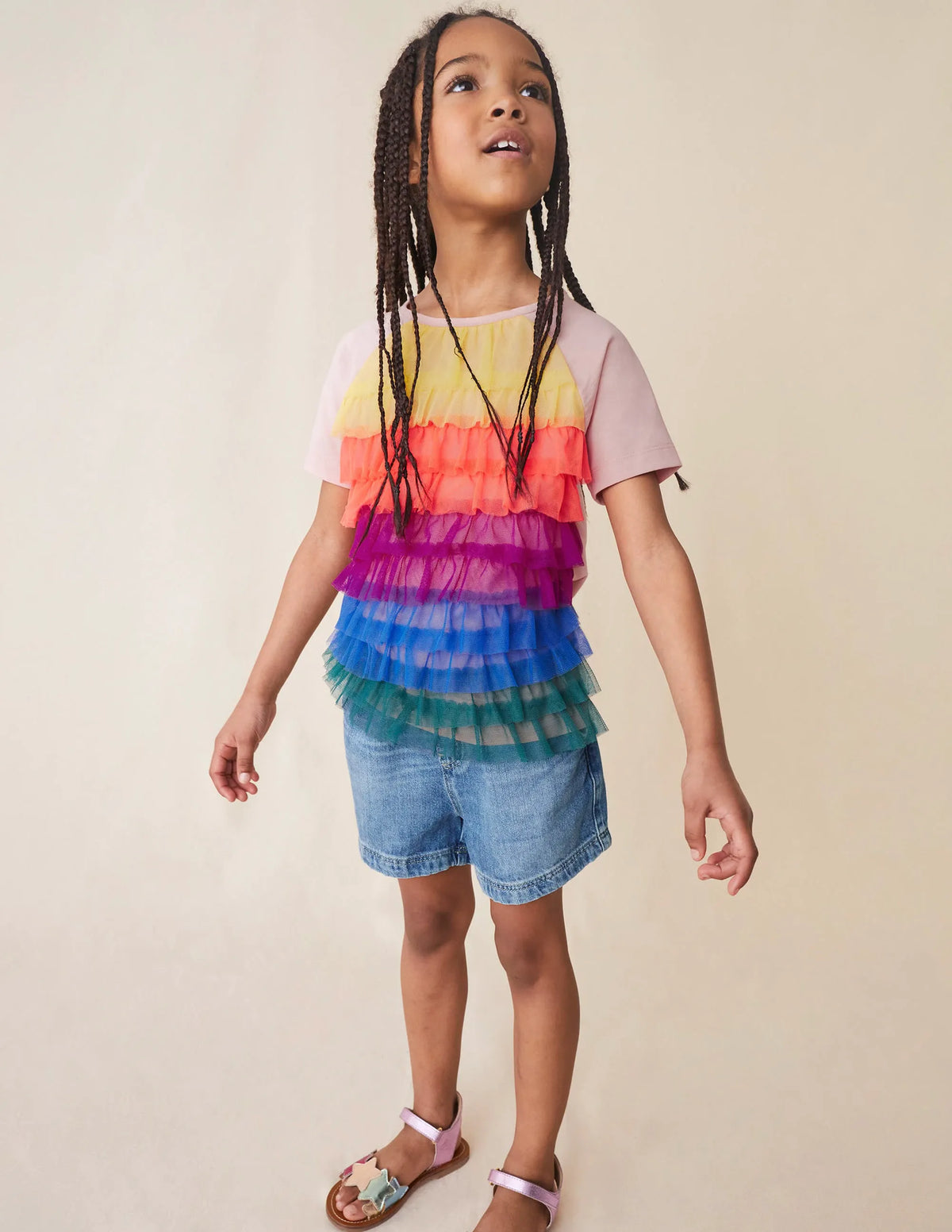 Ruffle Tulle Top-Multi