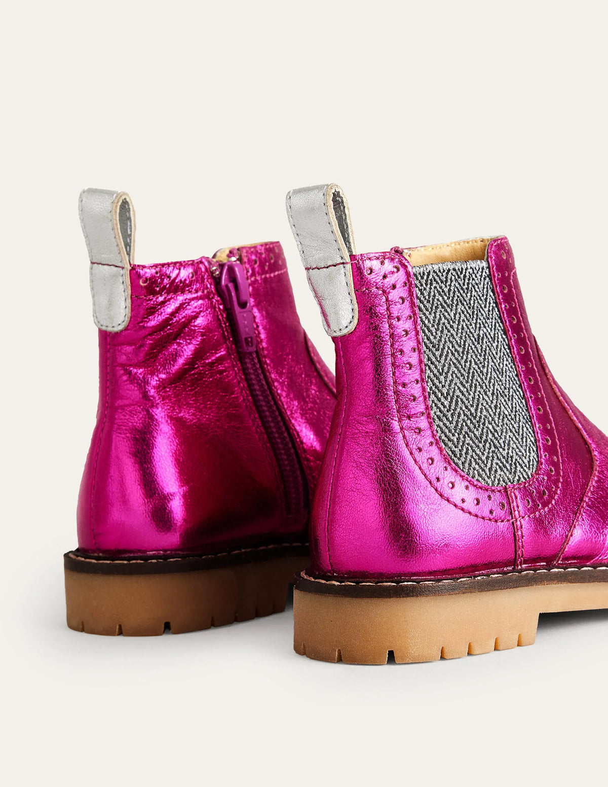 Leather Chelsea Boots-Bright Pink Metallic