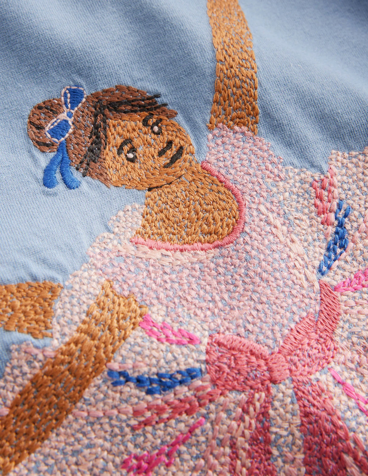 Appliqué Puff-Sleeve Top-Pebble Blue Ballerina