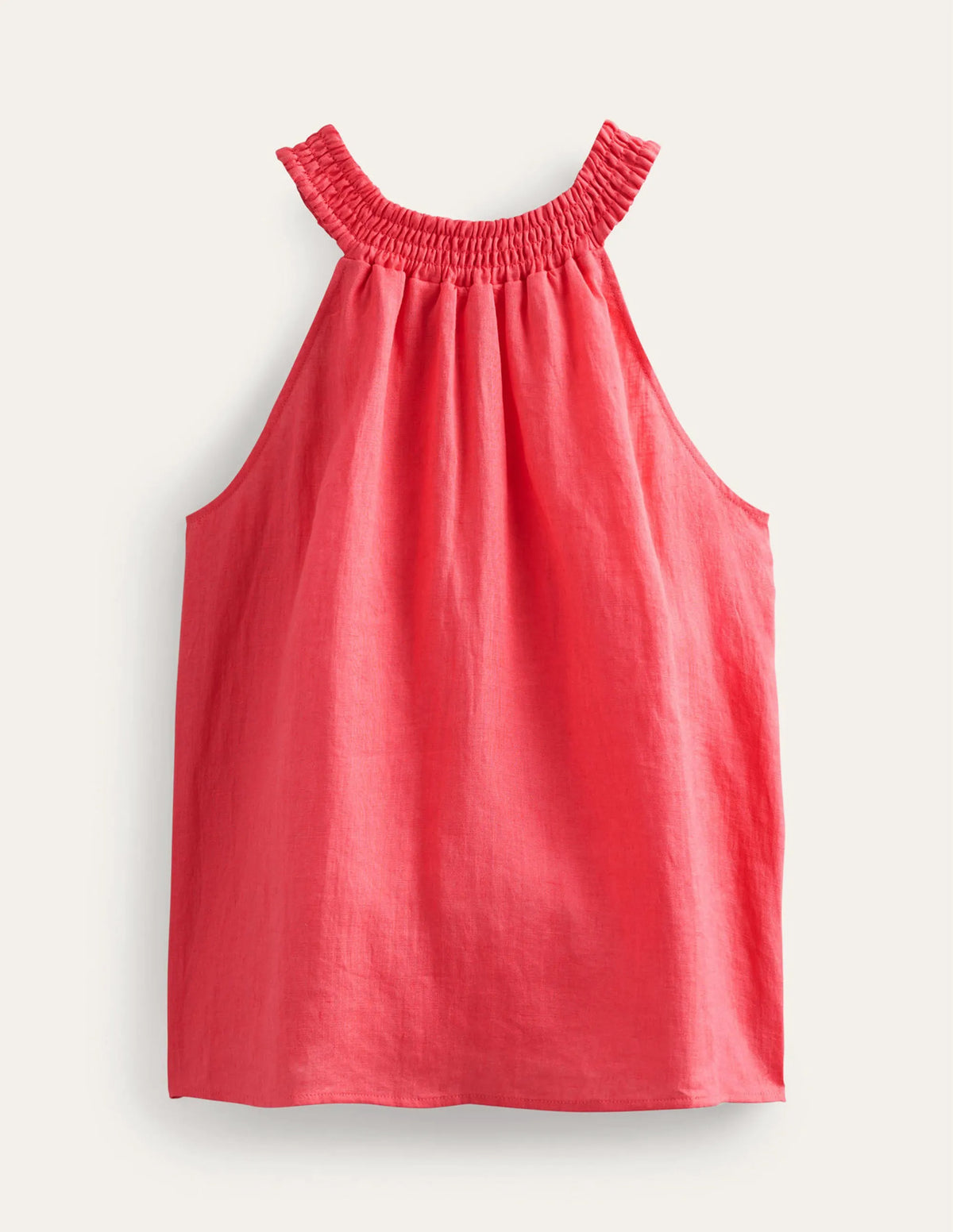 Linen Smocked Halter Top-Coral Sunset