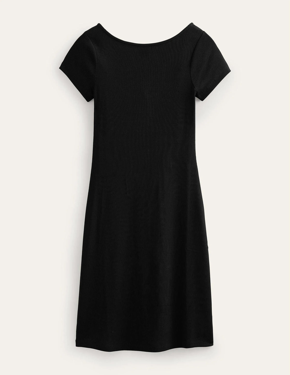 Low-Back Rib Jersey Mini Dress-Black