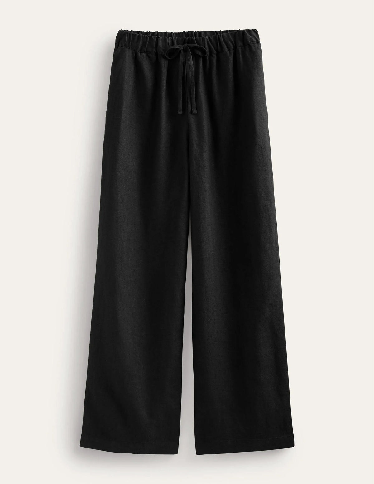 Relaxed Pull-on Linen Pants-Black