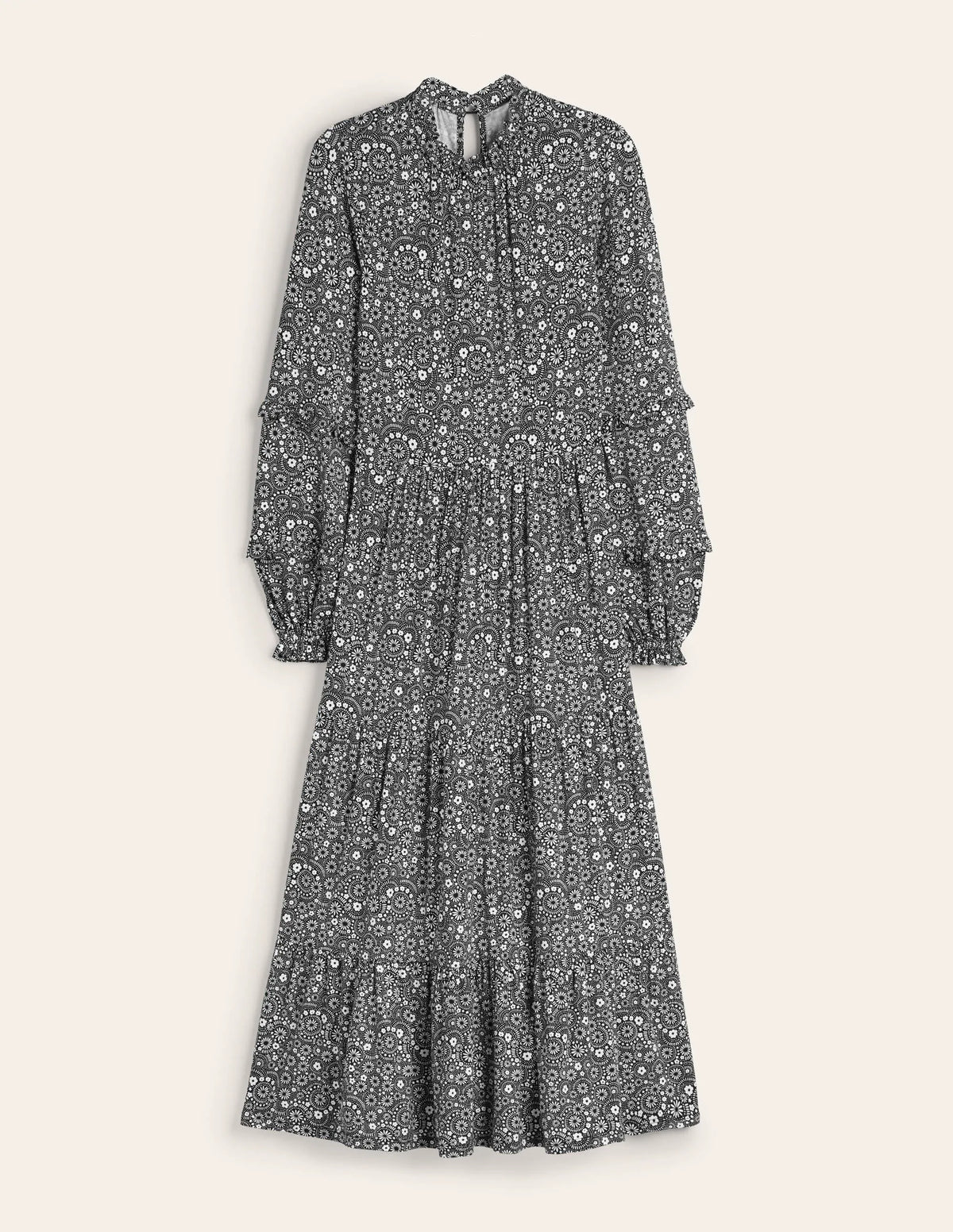 Tier Insert Midi Jersey Dress-Black, Dotty Daisy