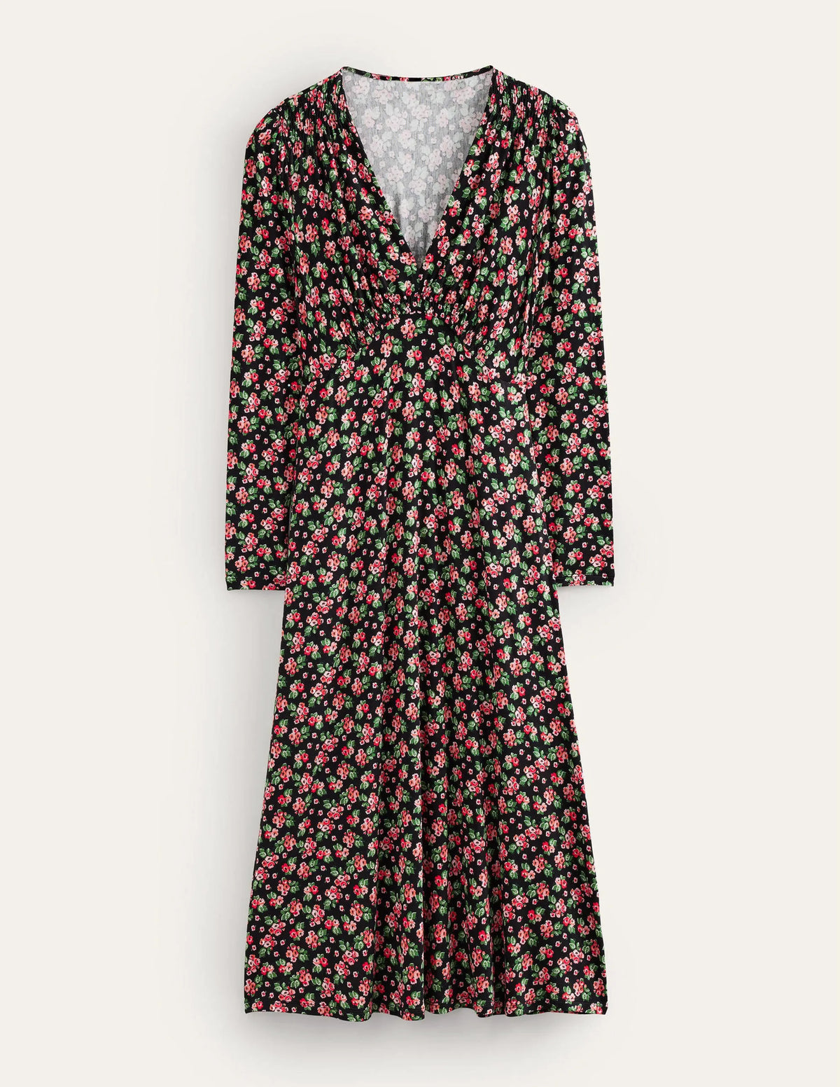 Jersey Midi Tea Dress-Black, Diamond Rose